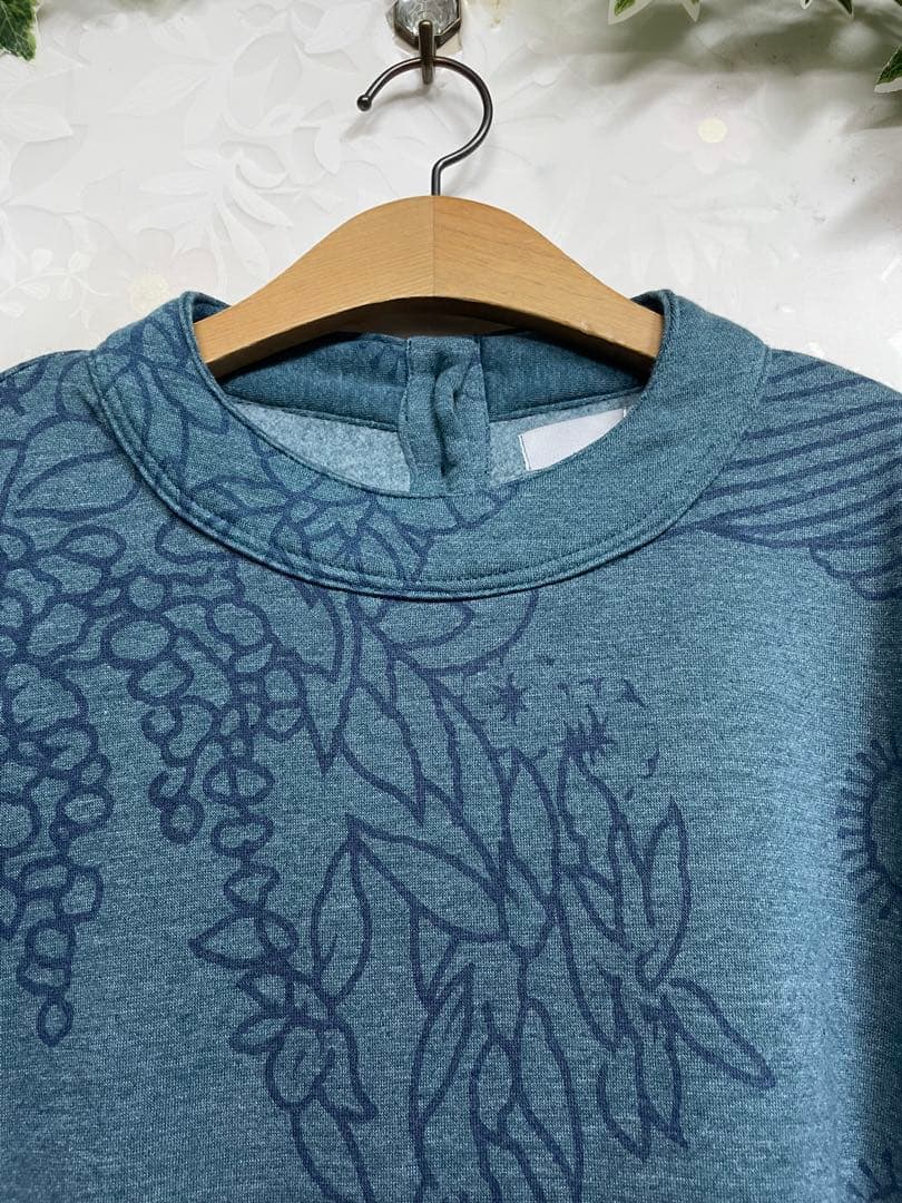 花210新品 厚手 裏起毛 上品♪ ボタニカルプリント Aラインワンピース