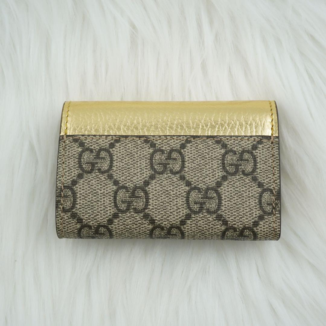 未使用品　箱付き　GUCCI グッチ　キーケース　GG柄　マーモント　ゴールド