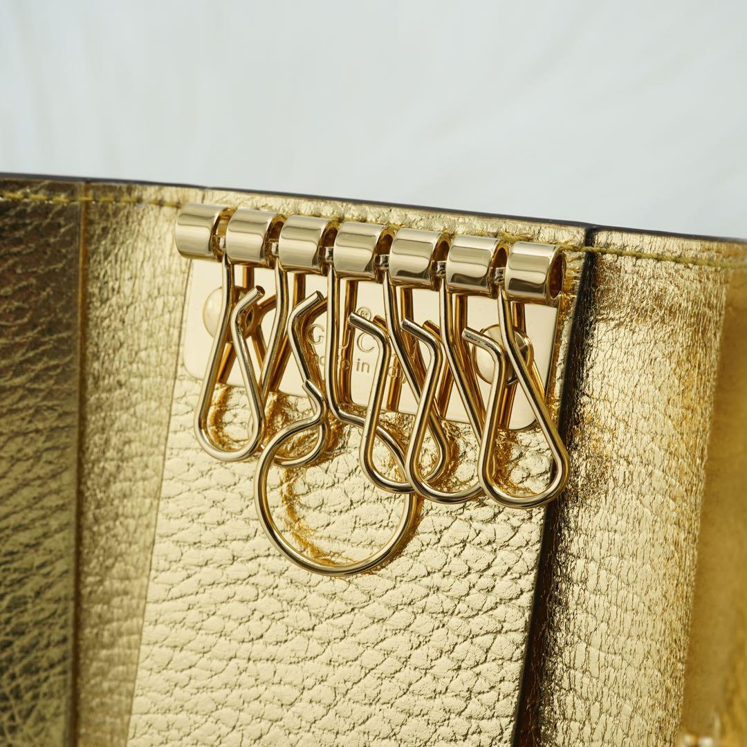 未使用品　箱付き　GUCCI グッチ　キーケース　GG柄　マーモント　ゴールド