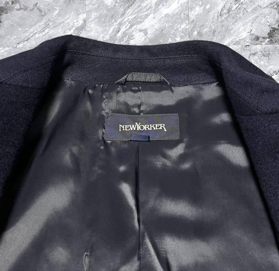 NEW YORKER ネイビー ステンカラーコート カシミヤ100%