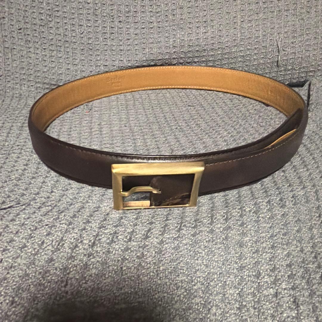 訳あり】Berluti ダークブラウン レザーベルト - メルカリ