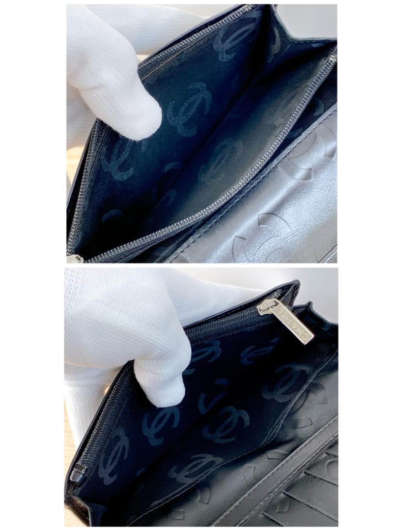 シャネル 長財布 二つ折り カンボンライン マトラッセ ココマーク ブラック