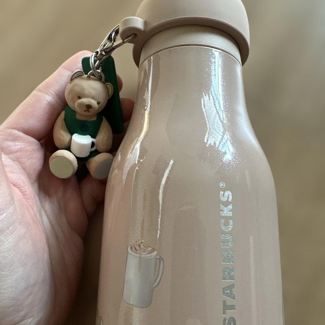 スタバ　ジェラピケ　ペアチャーム付きステンレスボトル　モカベージュ　新品　限定品