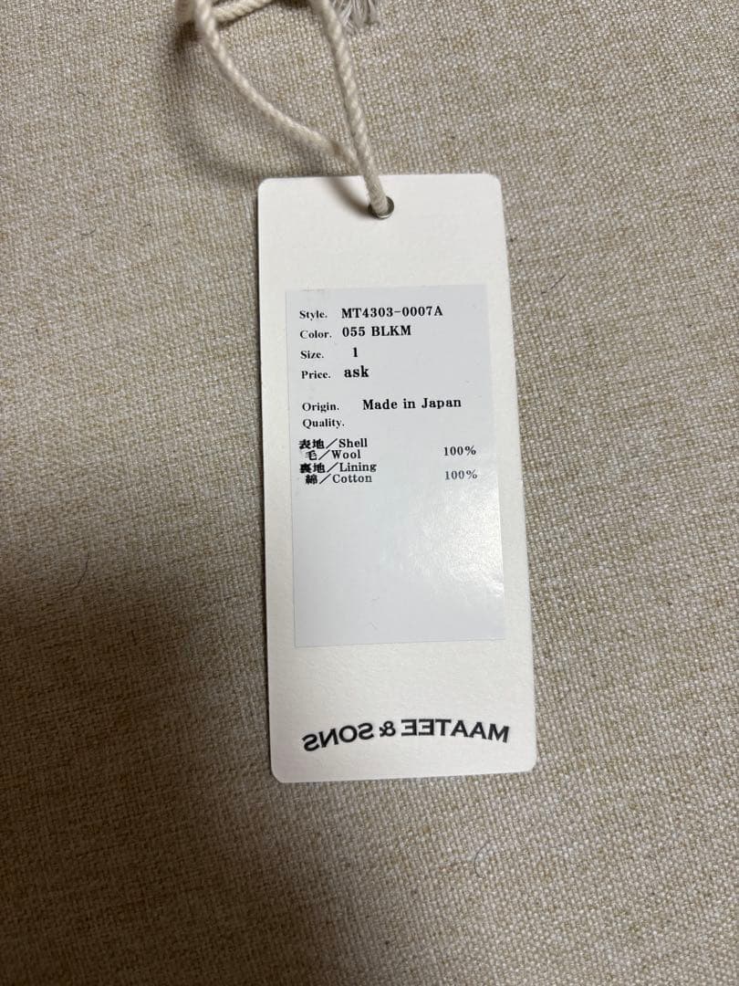MAATEE&SONS Jacket MT4303-0007A サイズ1 - メルカリ