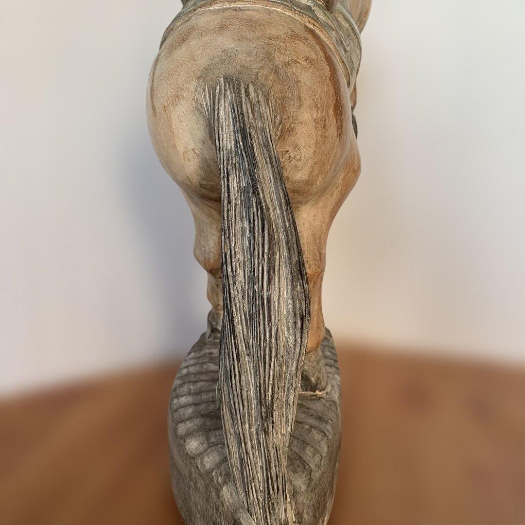 木製馬の彫刻 立ち上がりデザイン 高さ 約64cm シャビー オブジェ　店舗什器