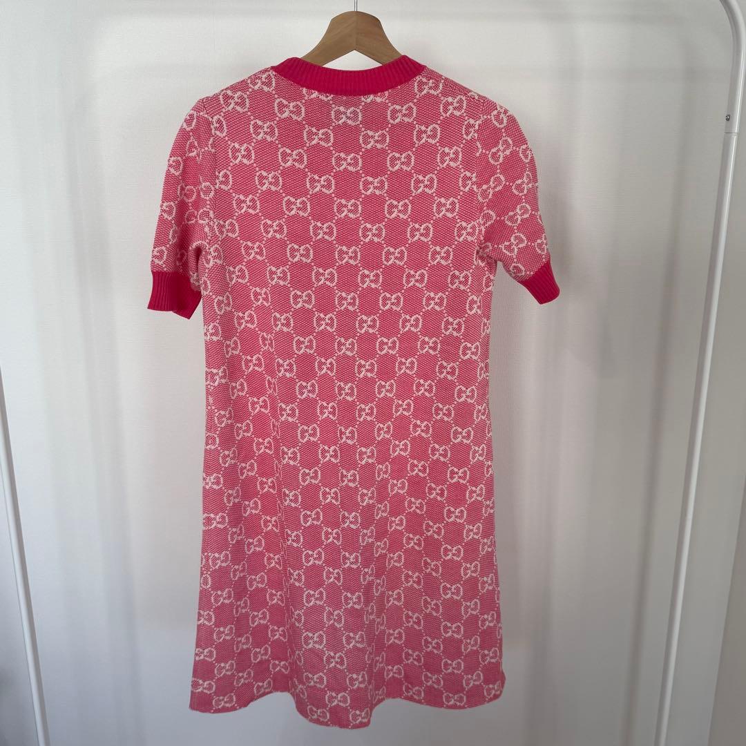 M*o様 【GUCCI】GG柄 ピンク ニット ワンピース 半袖 Sサイズ シミ