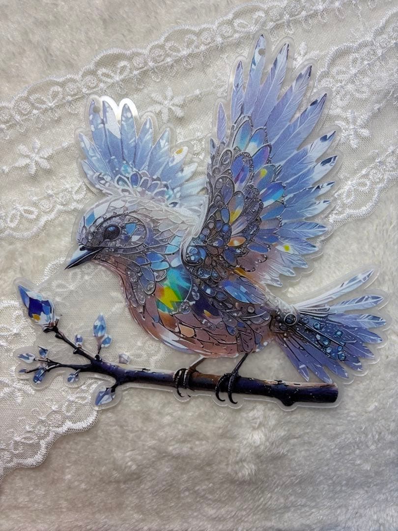 サンキャッチャー 青い鳥 バード ステンドグラス風 ナチュラル 北欧風