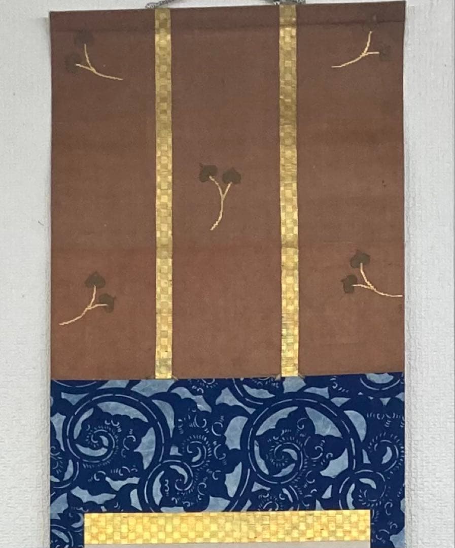 B316b「古画 色彩立雛図」掛軸　作者不詳　桃の節句　葵紋竹屋町裂・和紙表装