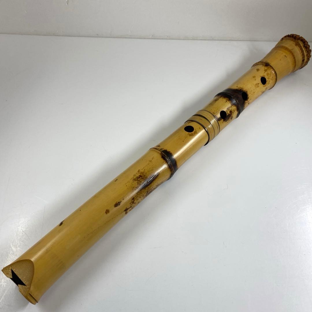 都山流　一翠　中継銀三線尺八　味のある一品全長48㎝トヒチ東な7-0415☆2F