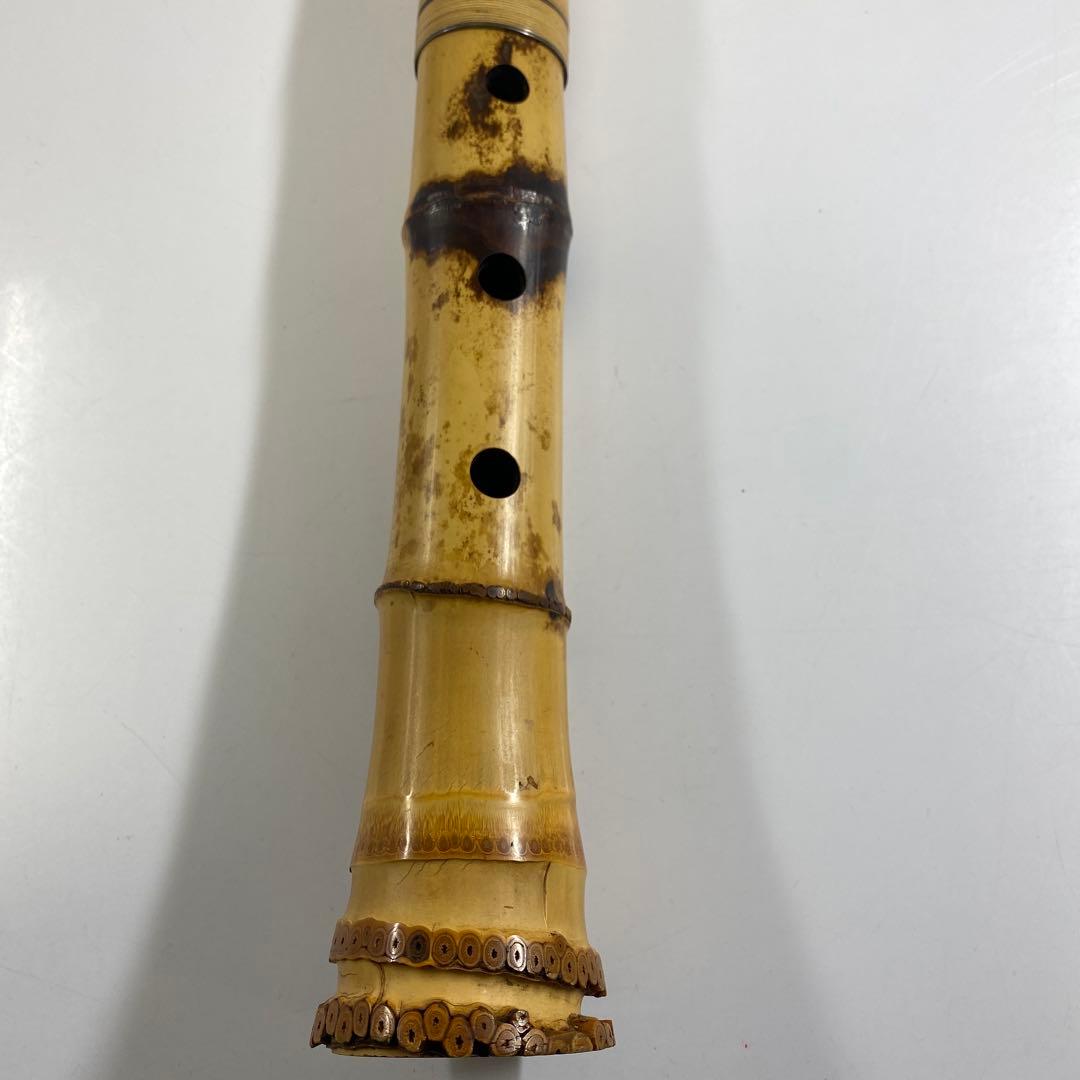 都山流　一翠　中継銀三線尺八　味のある一品全長48㎝トヒチ東な7-0415☆2F