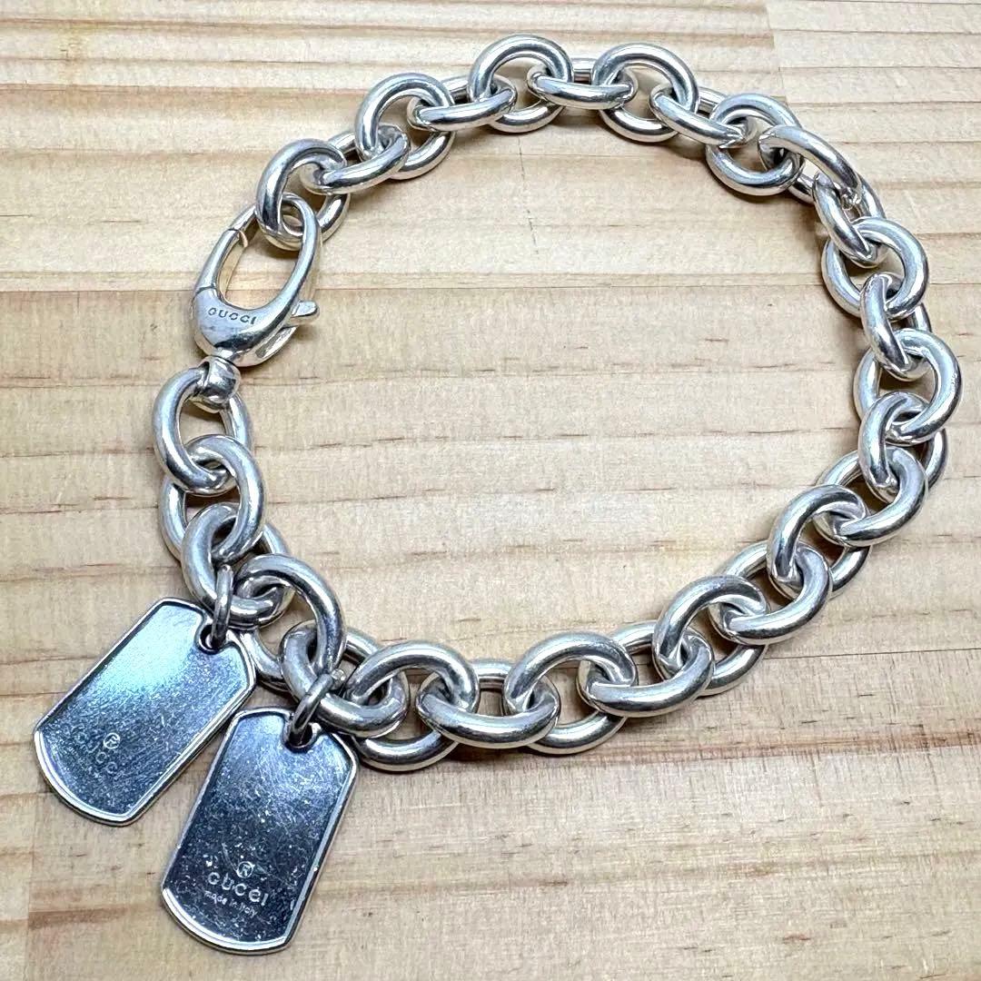 GUCCI グッチ　ブレスレット　ドッグタグ　ダブルプレート 925