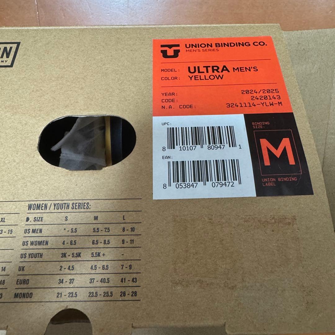新品未使用　UNION ULTRA スノーボード　ビンディング　バイン M