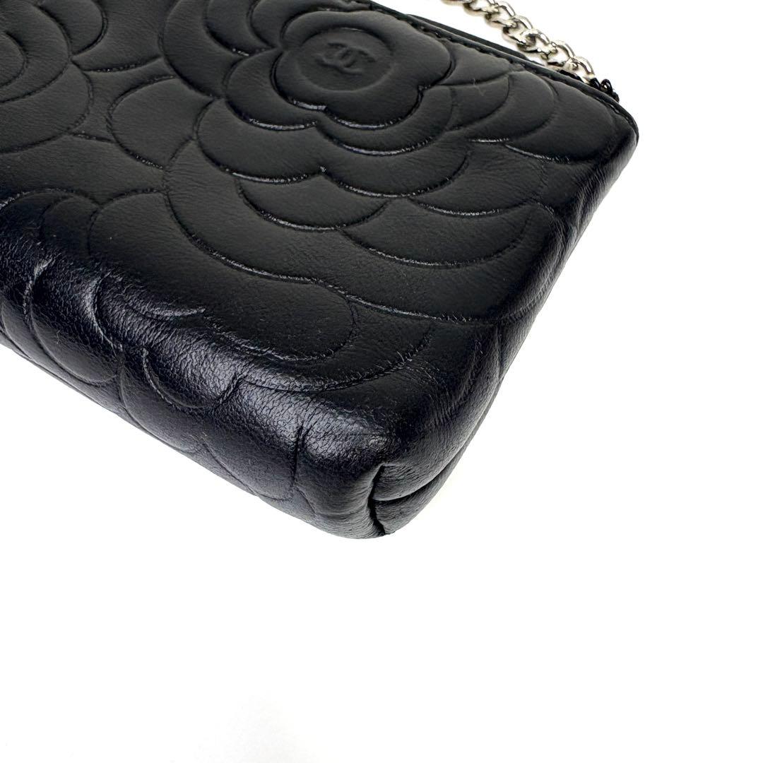 CHANEL シャネル ケース カメリア レザー ブラック