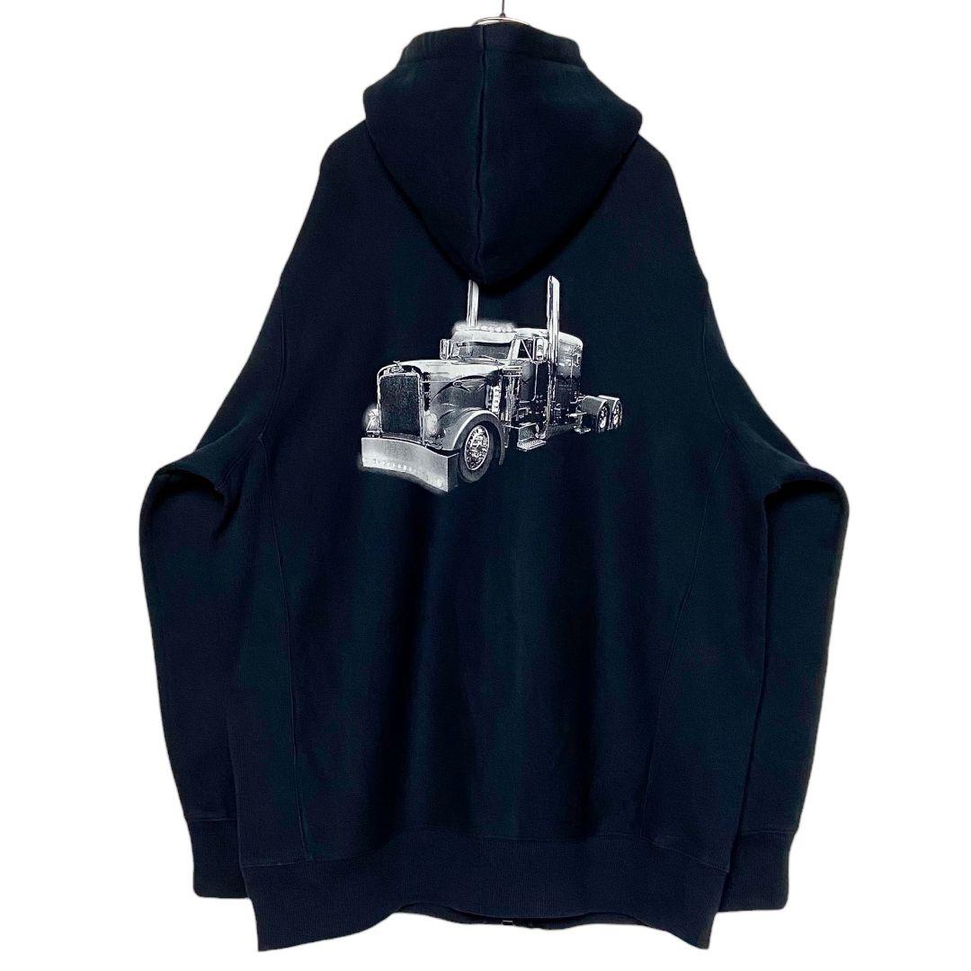 USA古着 ジップアップパーカー 黒 XL バックプリント 肉厚スウェット