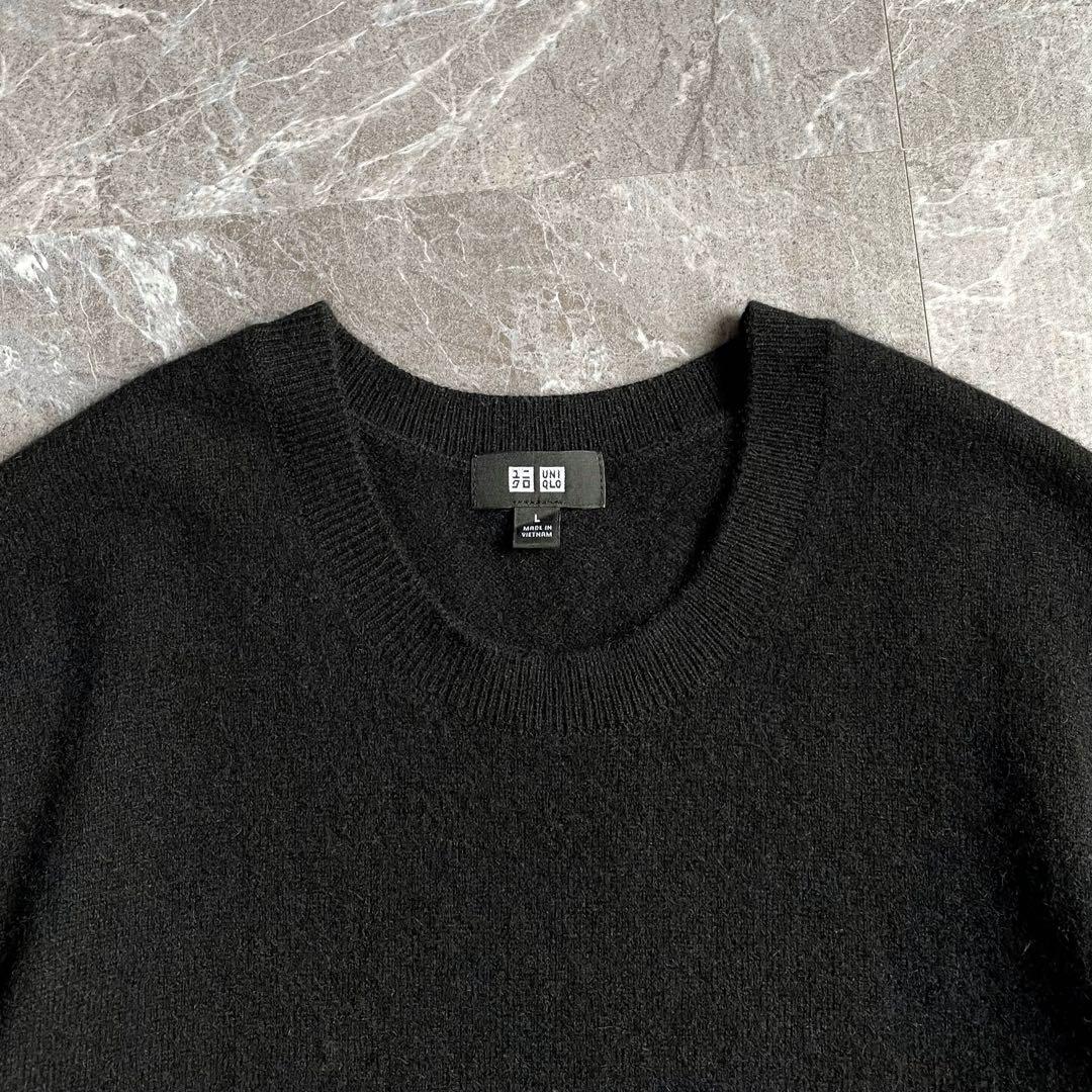 ユニクロ メンズ カシミヤ100%クルーネックセーター 長袖 ニット L 黒