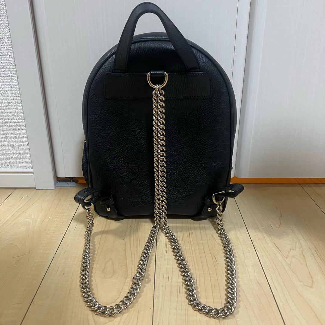 GUCCI ソーホー　ブラックレザー リュック　インターロッキングG バッグ