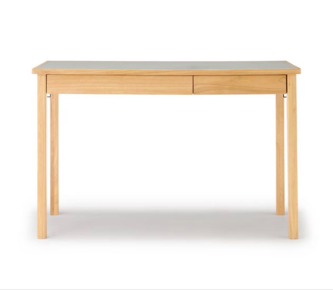 無印良品 木製デスク グレー 幅110×奥行55×高さ70 リノリウム天板