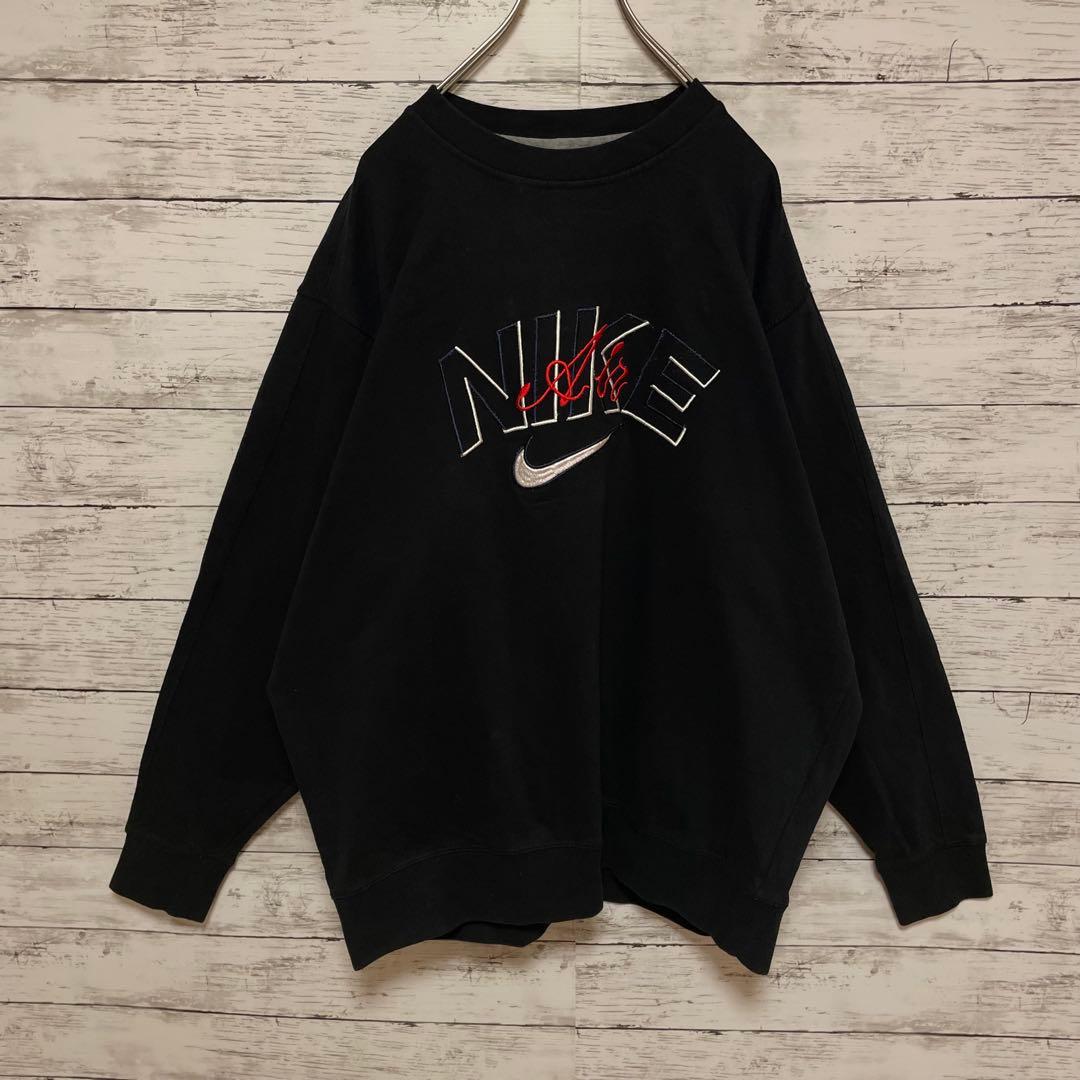 927【希少2XLサイズ】ナイキ♤刺繍ビッグロゴ　90s 銀タグ　スウェット人気