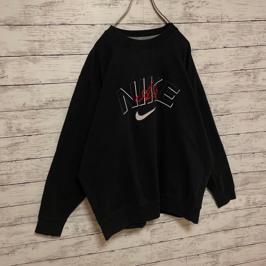 927【希少2XLサイズ】ナイキ♤刺繍ビッグロゴ　90s 銀タグ　スウェット人気