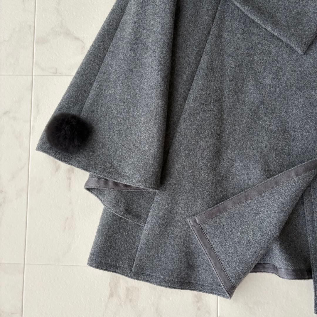 美品✨《TO BE CHIC》 ウールリバー ケープコート レッキスファー