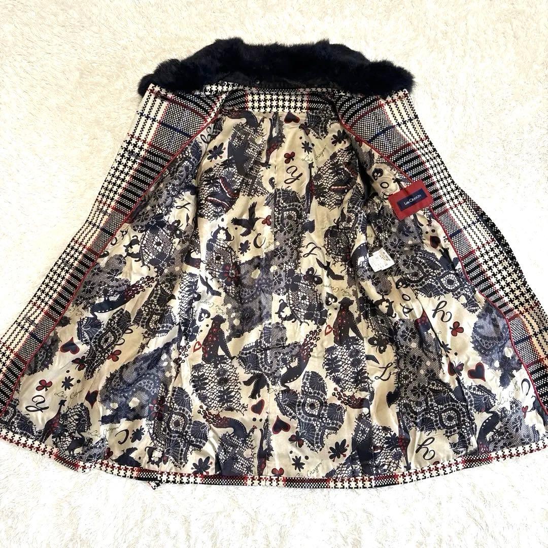 LoisCRAYON ロイスクレヨン チェック ポンチョ ファー コート ケープ