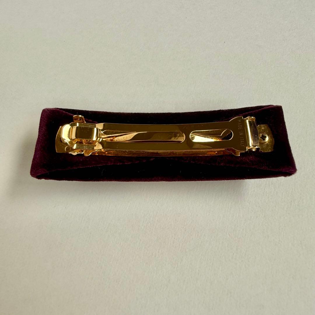 【美品】フェラガモ ヴァラ バレッタ ボルドー×ゴールド 箱付き