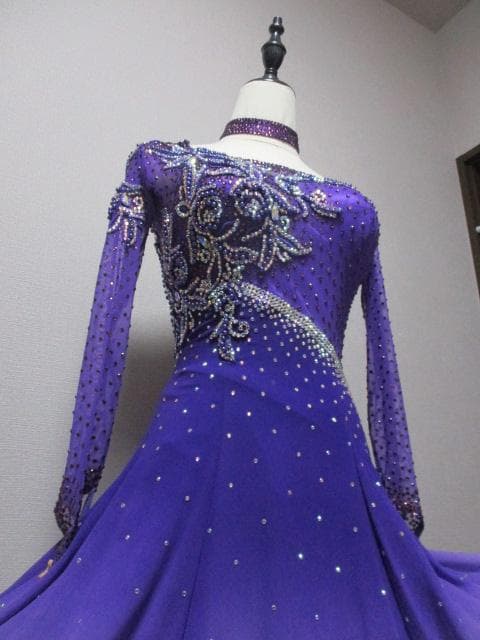 社交ダンス 紫キラキラゴージャス☆ドレスワンピース