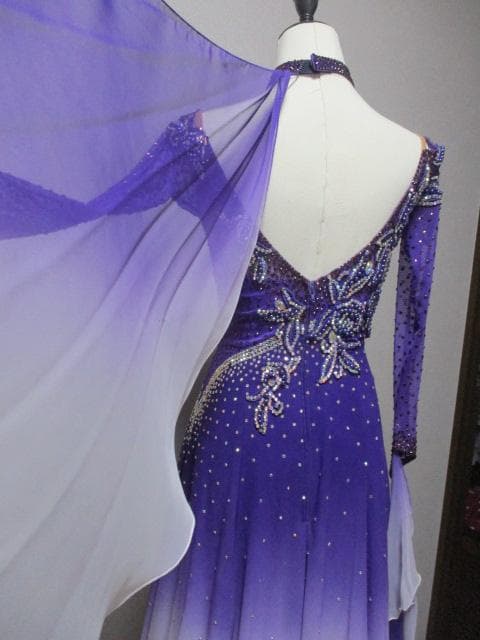 社交ダンス 紫キラキラゴージャス☆ドレスワンピース