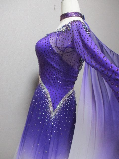 社交ダンス 紫キラキラゴージャス☆ドレスワンピース