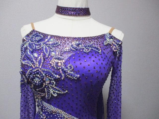 社交ダンス 紫キラキラゴージャス☆ドレスワンピース