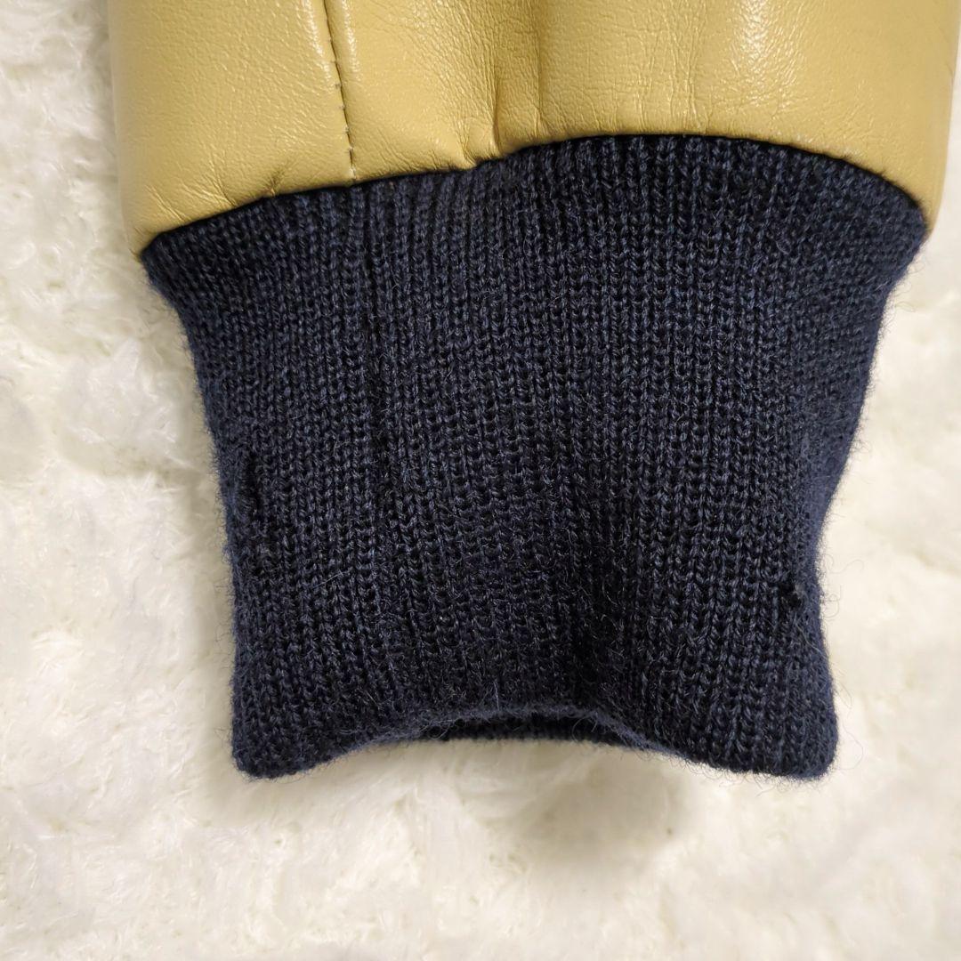 JOE McCOY◆袖革 ウール スタジャン ネイビー ベージュ 42