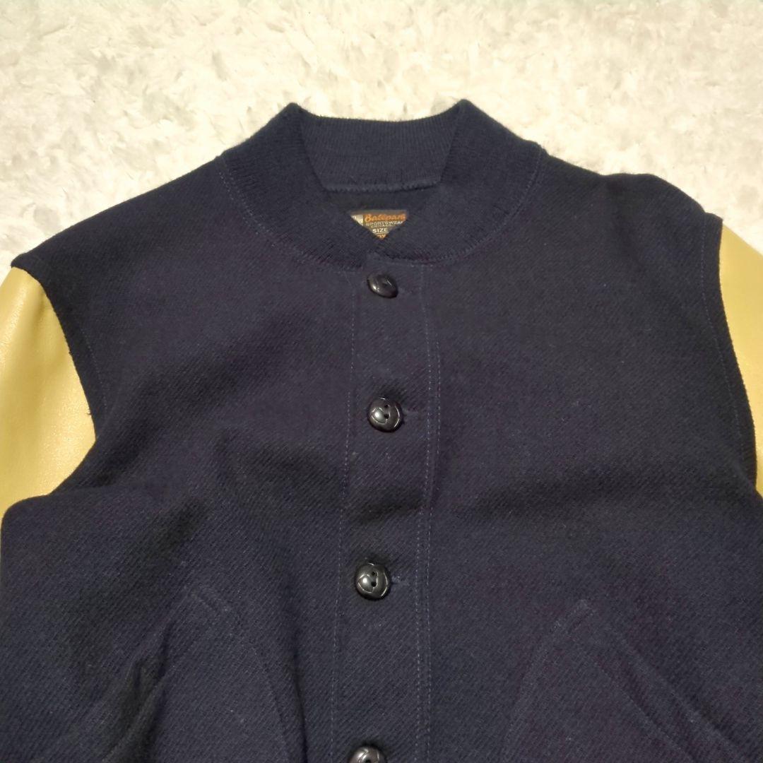 JOE McCOY◆袖革 ウール スタジャン ネイビー ベージュ 42