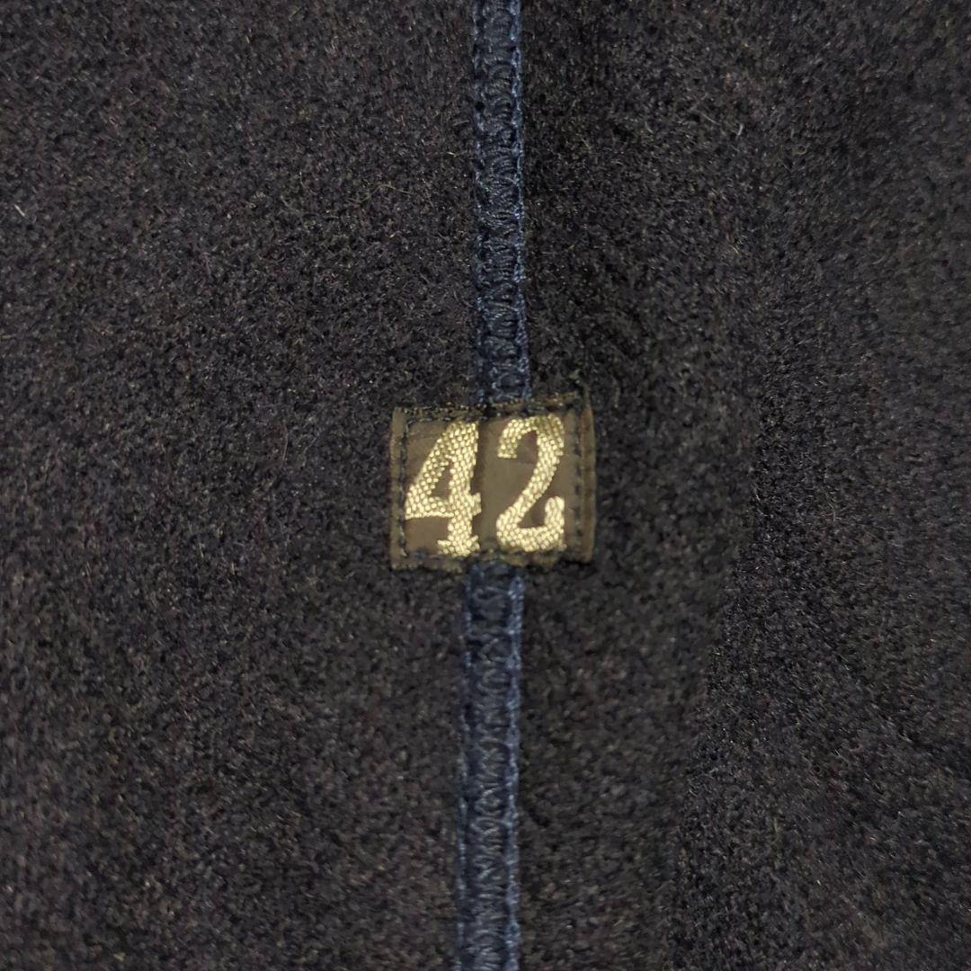 JOE McCOY◆袖革 ウール スタジャン ネイビー ベージュ 42