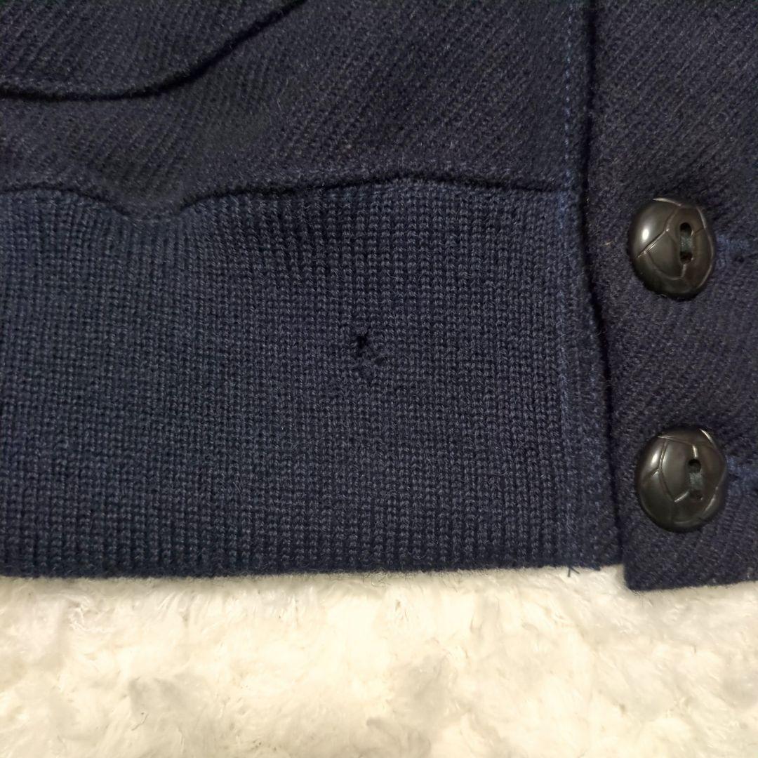 JOE McCOY◆袖革 ウール スタジャン ネイビー ベージュ 42