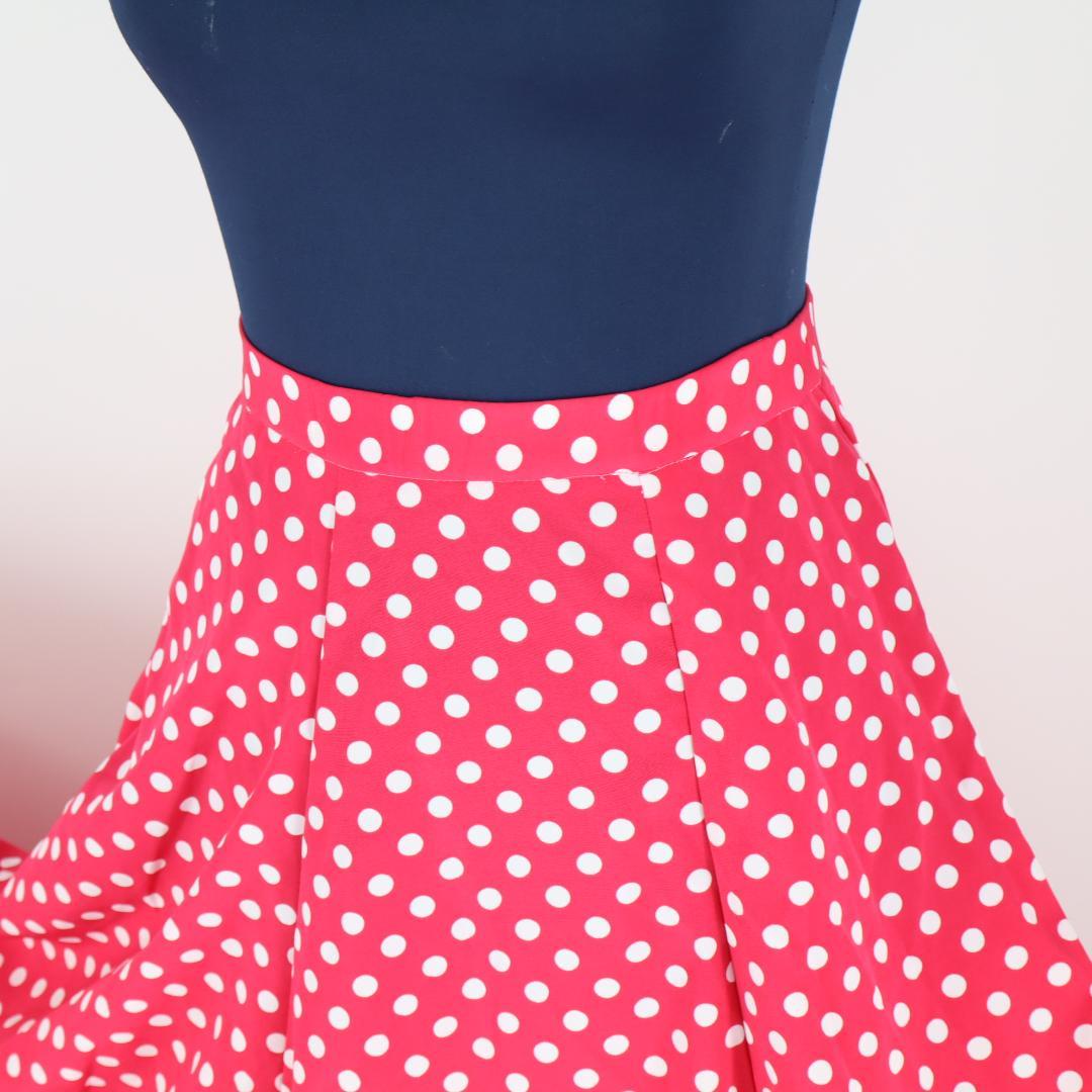美品 フラメンコ衣装】鮮やかピンク×水玉 ファルダ 大きく広がる裾