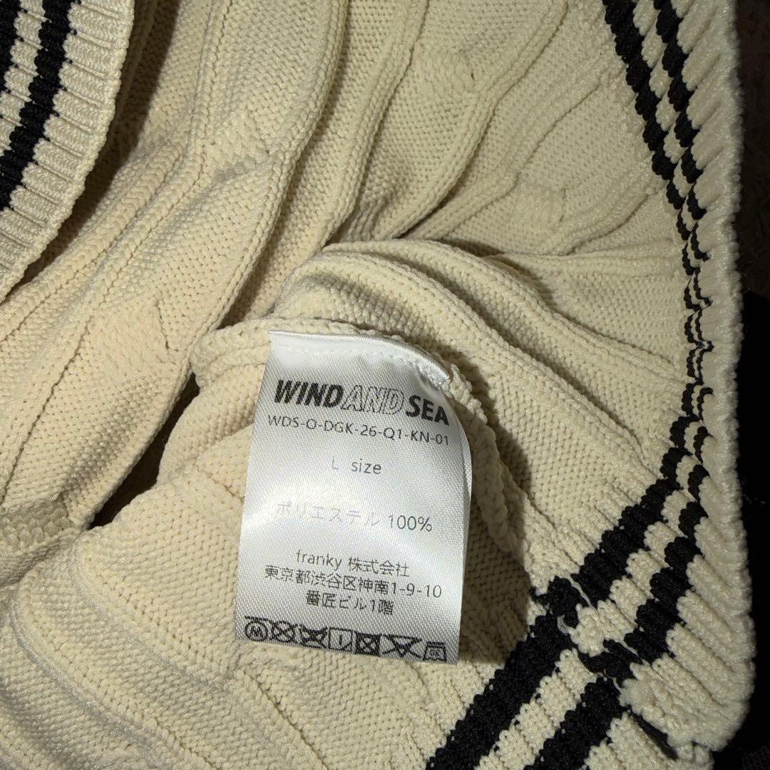 WIND AND SEA ケーブルニット Vネック アイボリー