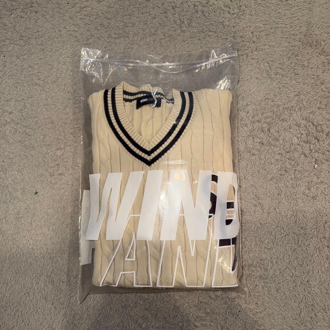 WIND AND SEA ケーブルニット Vネック アイボリー