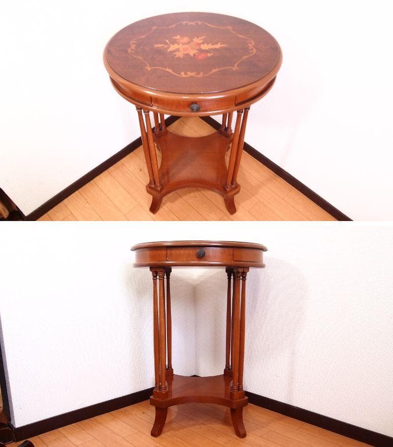 良品】イタリア製 象嵌細工 コンソールテーブル/サイドテーブル 家具