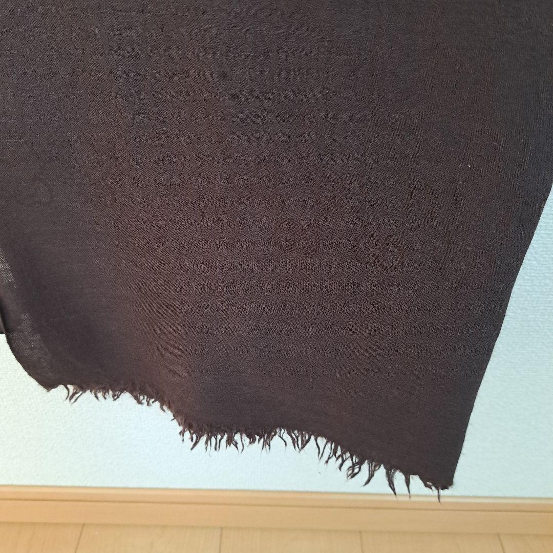 GUCCI 　GG柄ブラウン ウールストール フリンジ付き