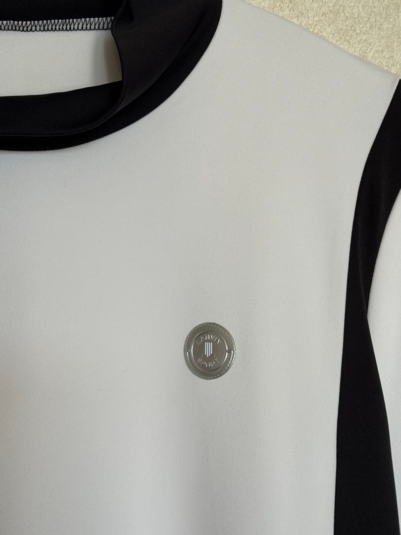 ランバンスポール　モックネック 長袖ウェア ホワイト/ブラック