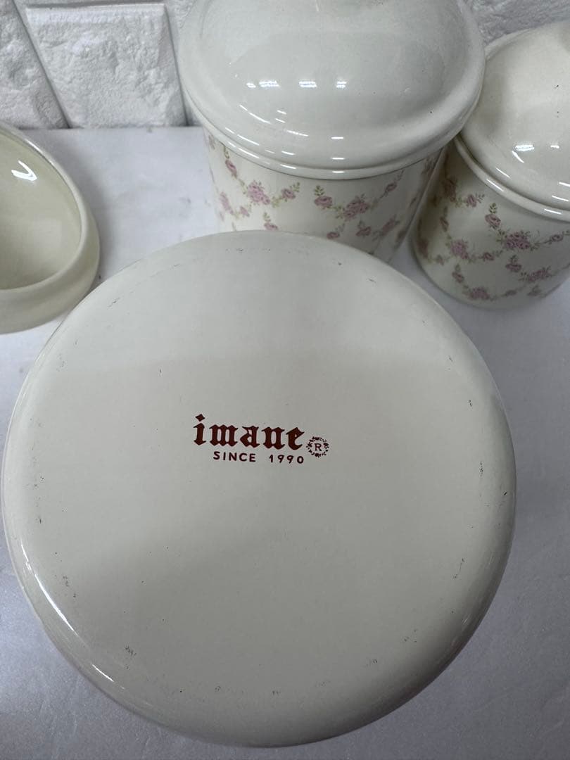 イマン imane 薔薇 キャニスター3点セット ローズ 廃番系　ホーロー