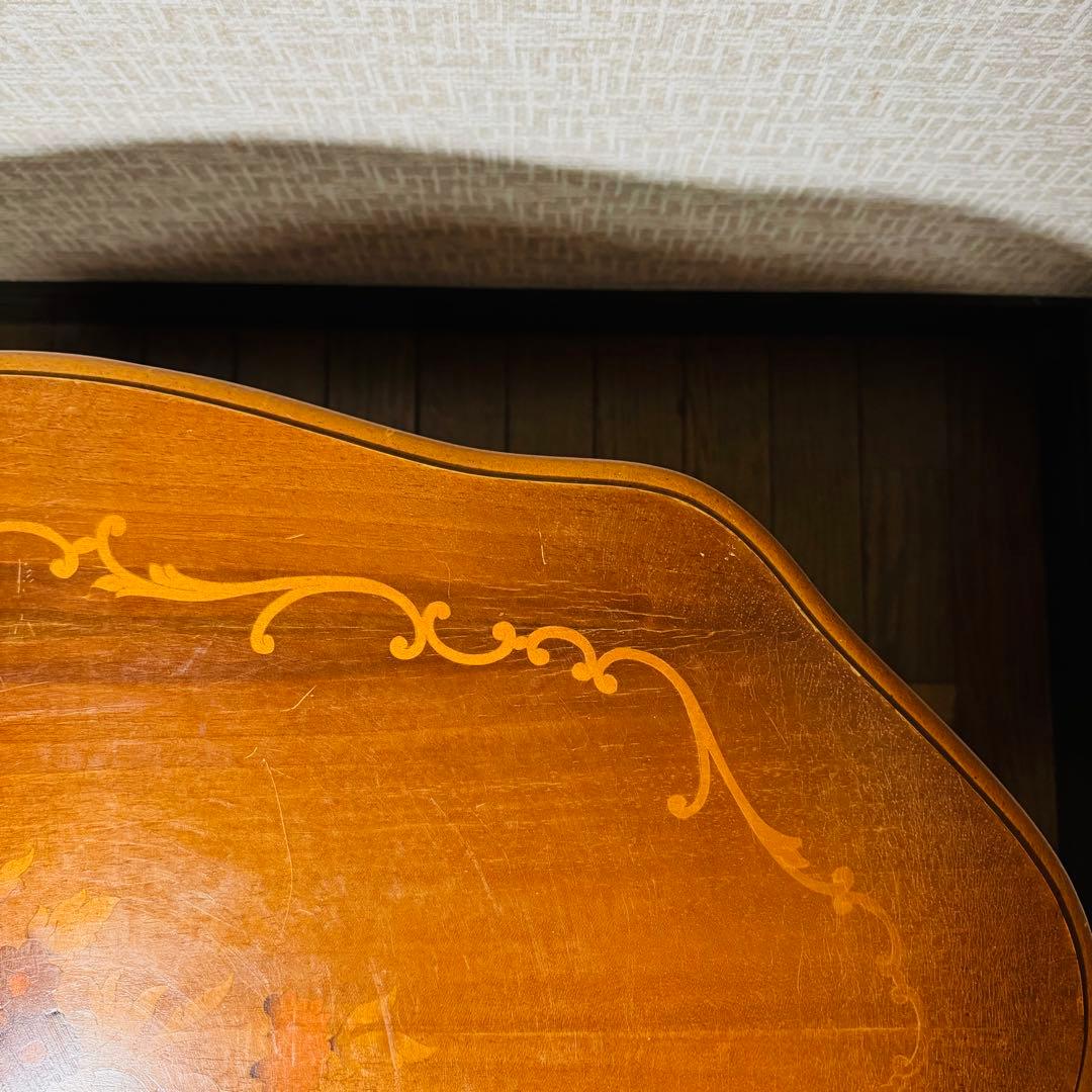 サイドテーブル　コーヒーテーブル　象嵌　イタリアアンティーク　猫脚