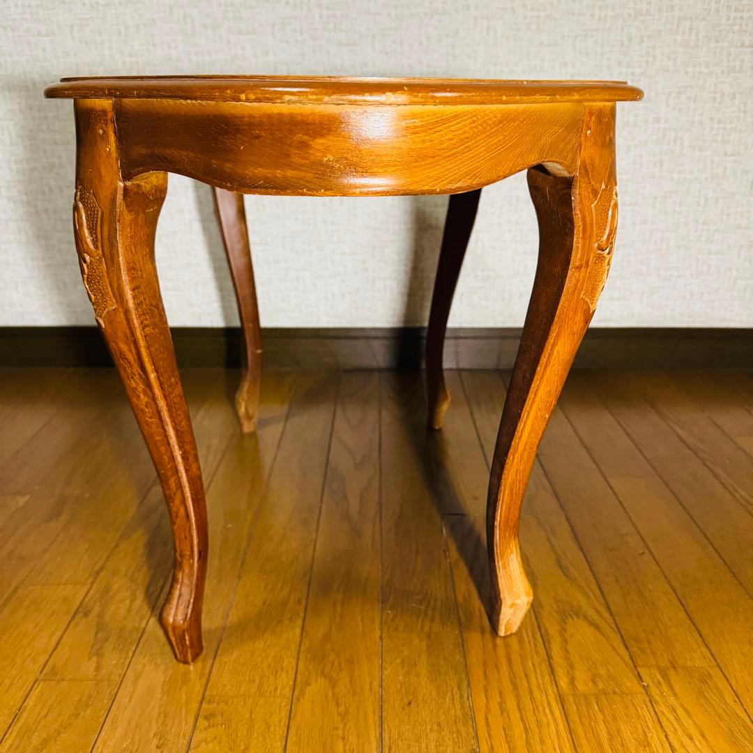 サイドテーブル　コーヒーテーブル　象嵌　イタリアアンティーク　猫脚