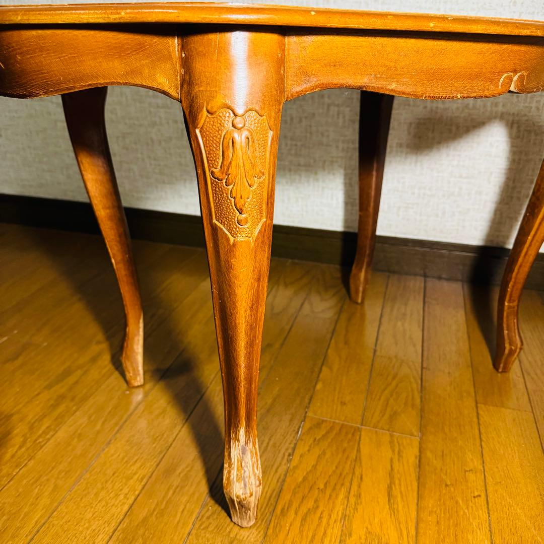 サイドテーブル　コーヒーテーブル　象嵌　イタリアアンティーク　猫脚