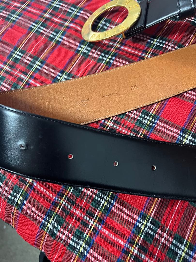 CELINE ブラックレザーベルト 85サイズ