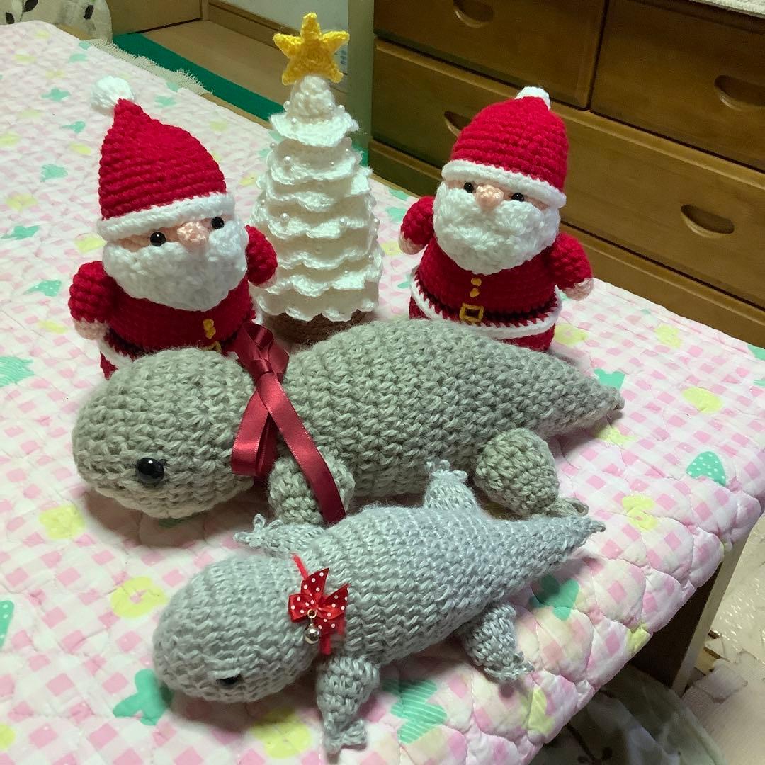 専用、ホワイトツリー 、サンタクロース2個、太っちょヤモリ（親子）、編みぐるみ