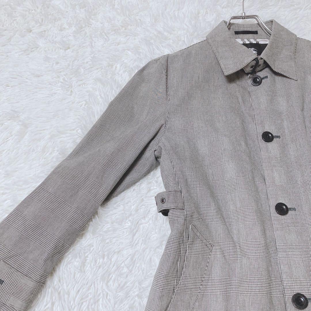 バーバリーブラックレーベル　ステンカラーコート　千鳥格子　裏地　ノバチェック　M