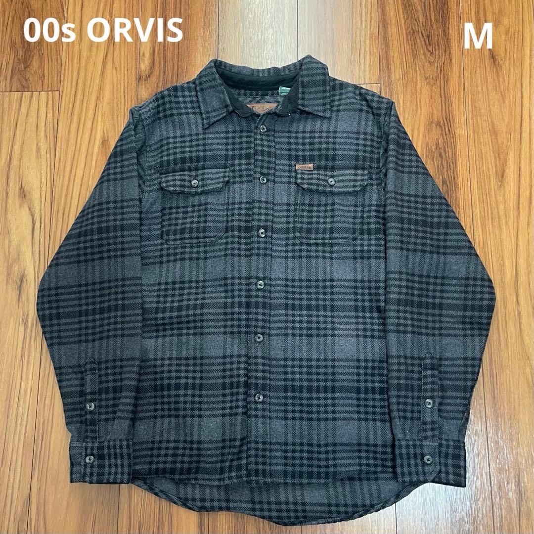 00s ORVIS ネルシャツ M 黒 グレー チェック オービス 古着