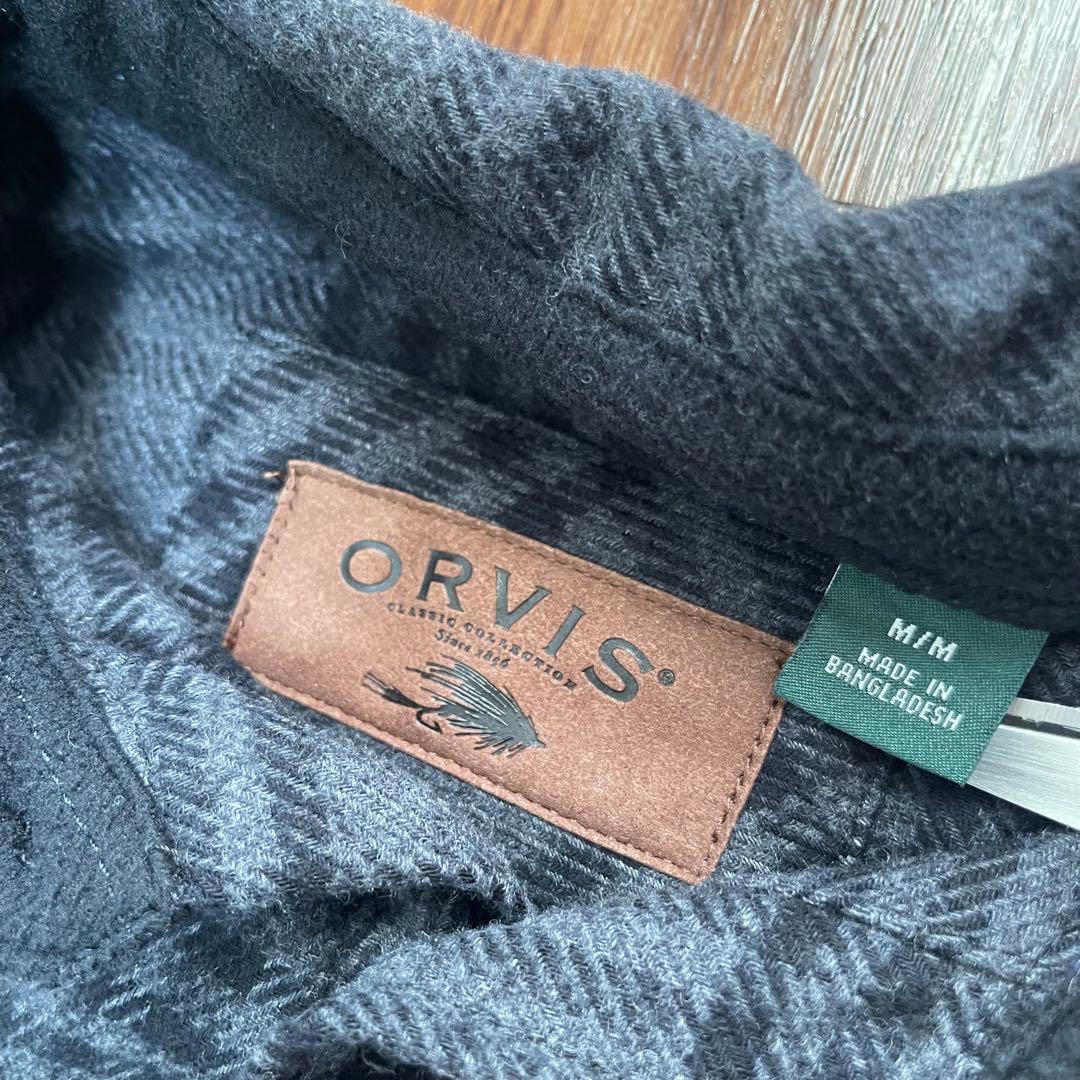 00s ORVIS ネルシャツ M 黒 グレー チェック オービス 古着