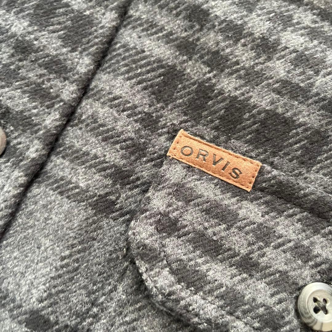 00s ORVIS ネルシャツ M 黒 グレー チェック オービス 古着